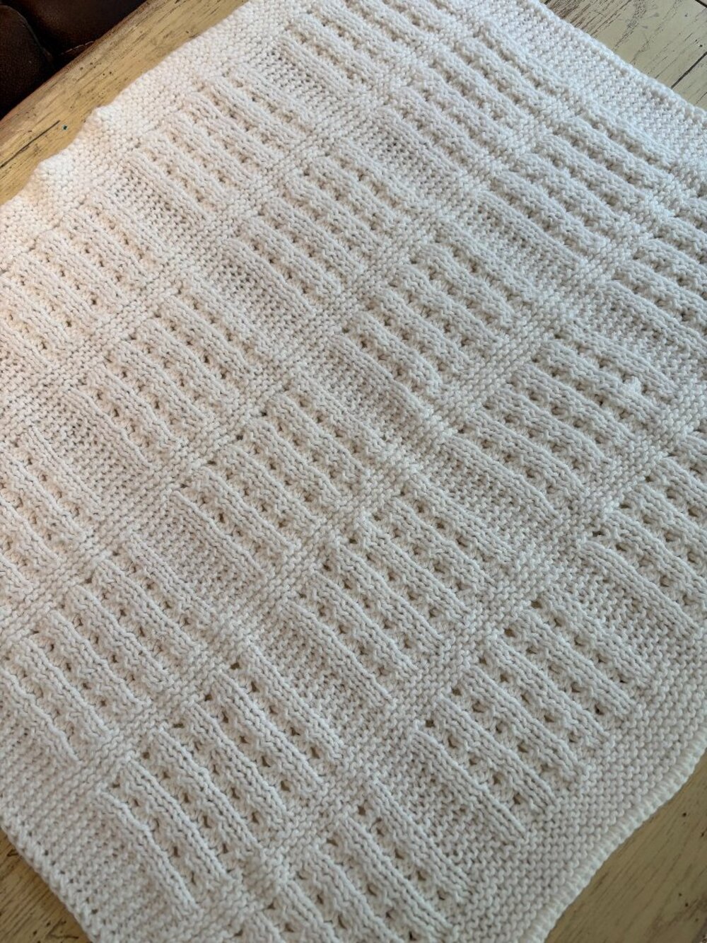 Brand New White Hand-Knitted Baby Blanket